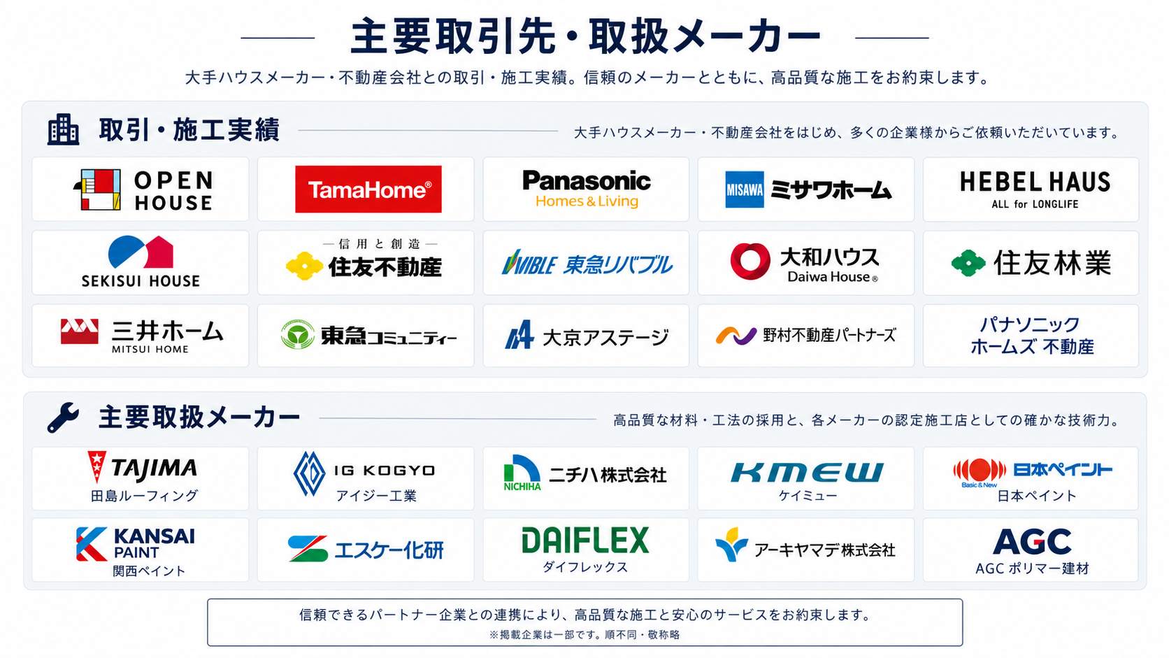 主要取引先・取扱メーカー一覧